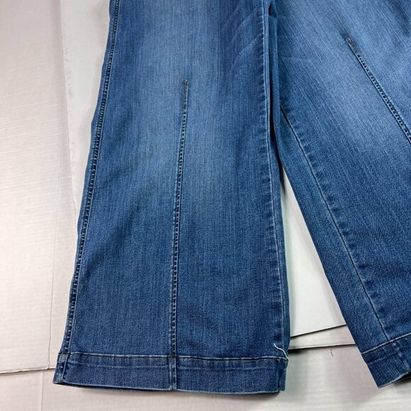 Spanx Jeans Women 34x28* High Rise Front Seam Wide Leg Blue Stretch Denim Tag XL - Picture 6 of 16